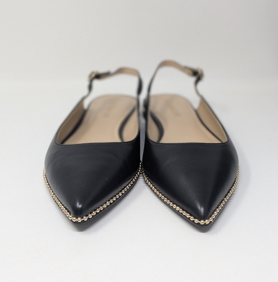 Coach Vae Leather Skimmer Pointed Toe Slingback Black Beaded 9 - Picture 4 of 11